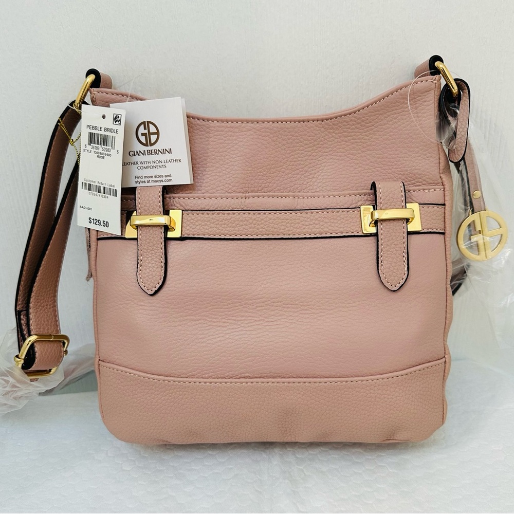 New Giani Bernini Blush Crossbody Bag with Gold Accents